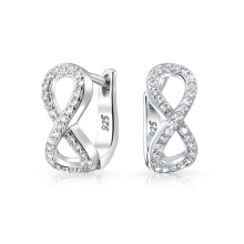 925 Sterling Silver Pave Círculos Zirconia Infinity Earrings